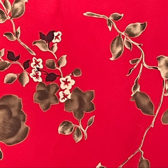 SAG HARBOR Vintage Red Trumpet Asymmetric Seam Midi Floral Side Zipper Size 8P - Picture 6 of 11